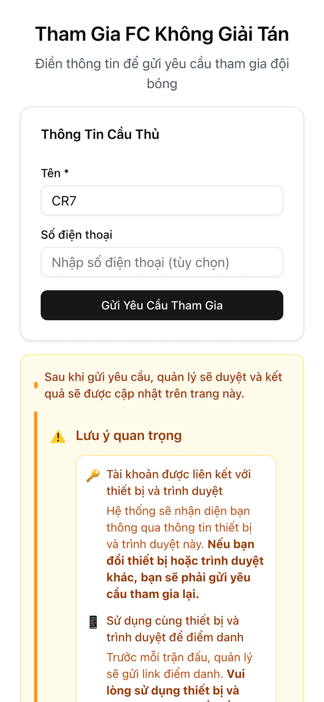 Trang đăng ký tham gia