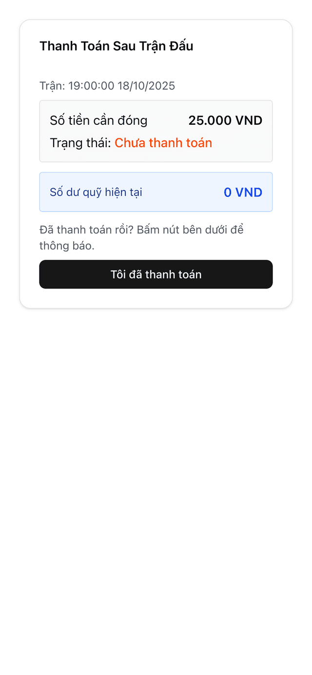 Thanh toán - chưa đóng quỹ